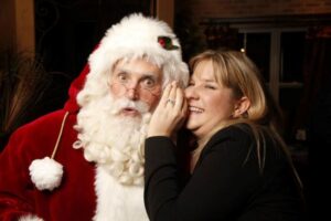 Professional real Santa Claus performer with authentic white beard in North Texas