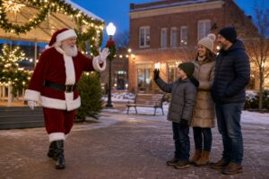 Professional Santa arriving at Columbus Ohio community holiday celebration