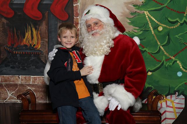 Santa Claus visiting a family in Killeen Texas at Christmas